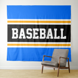 HONKBAL Helder Blauw Zwart Geel Racing Stripes Wandkleed