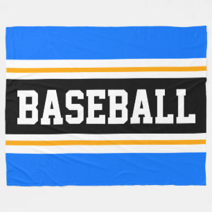 HONKBAL Helderblauw Oranje Zwart Atletisch Strepen Fleece Deken