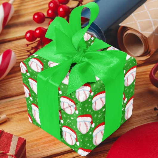 Honkbal Het dragen van Santa's Pet & Snowflakes Gr Cadeaupapier