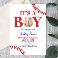 Honkbal Het is een Boy Red Blue Baby shower