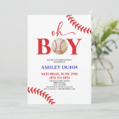 Honkbal Het is een Boy Red Blue Baby shower Kaart (Staand voorkant)