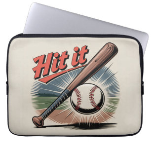 honkbal "Hit It" Graphic - Retro Sports Laptop Sleeve