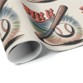 honkbal "Hit It" Retro Sports Cadeaupapier (Rol Hoek)