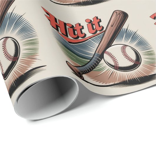  honkbal "Hit It" Retro Sports Cadeaupapier (Rol Hoek)