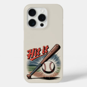  honkbal "Hit It" Retro Sports iPhone 15 Pro Case