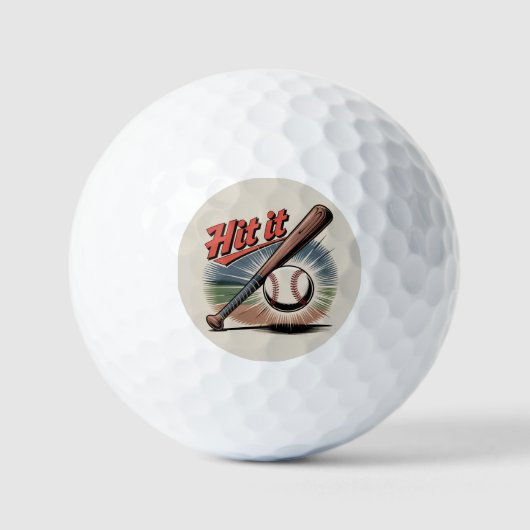  honkbal "Hit It" Retro Sports Golfballen (Voorkant)