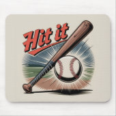 honkbal "Hit It" Retro Sports Muismat (Voorkant)