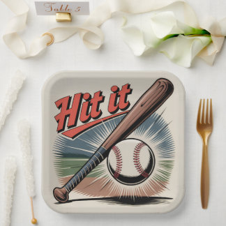 honkbal "Hit It" Retro Sports Papieren Bordje