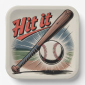 honkbal "Hit It" Retro Sports Papieren Bordje (Voorkant)