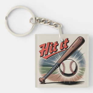 honkbal "Hit It" Retro Sports Sleutelhanger