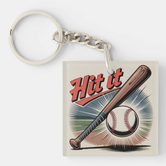  honkbal "Hit It" Retro Sports Sleutelhanger (voorkant)