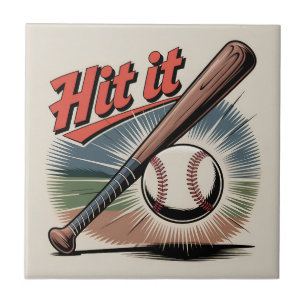  honkbal "Hit It" Retro Sports Tegeltje