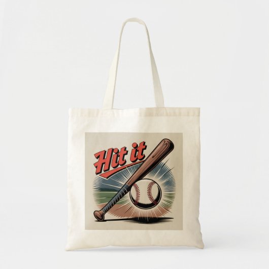  honkbal "Hit It" Retro Sports Tote Bag (Voorkant)