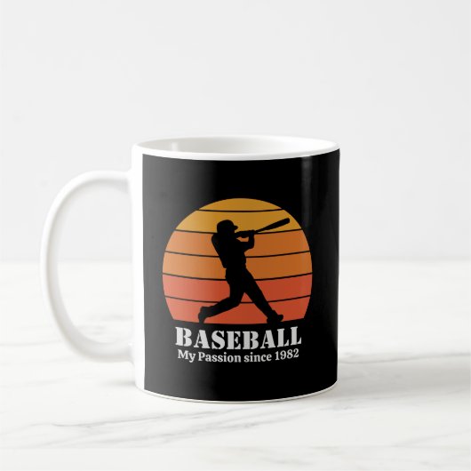 Honkbal Hobby Retro Sunset Personaliseren Koffiemok (Links)