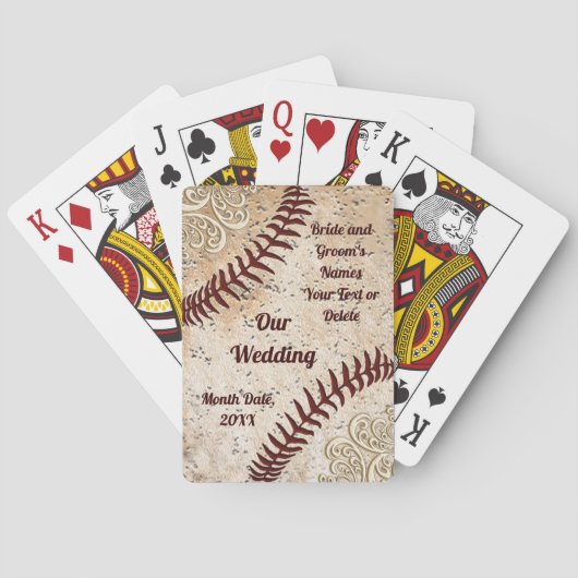 Honkbal Huwelijkscadeaus of Baseball Wedding Favor Pokerkaarten (Achterkant)