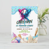 Honkbal Ice Cream Drip Tieners Verjaardagsfeest Kaart (Staand voorkant)