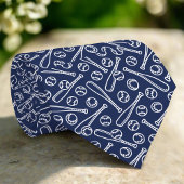 Honkbal iconen op Navy achtergrond Vaderdag Stropdas