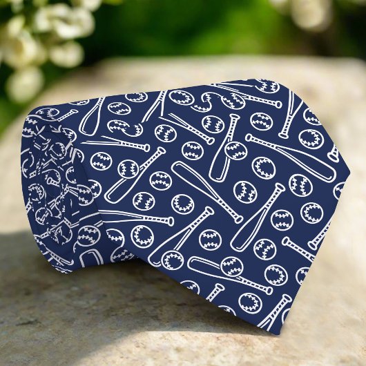 Honkbal iconen op Navy achtergrond Vaderdag Stropdas