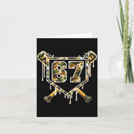 Honkbal Ijs Drip 67 Camo Zes Zeven Grappig Mij Kaart (Voorkant)