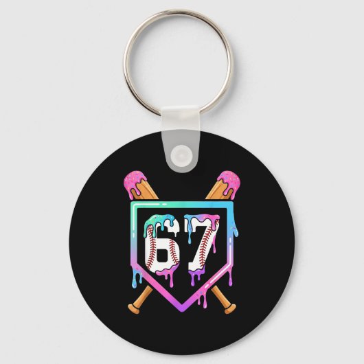 Honkbal Ijs Drip 67 Speler Dabbing Zes Zeven Sleutelhanger (Voorkant)