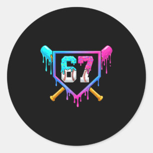 Honkbal Ijs Drip 67 Zes Zeven Meme Nummer 6 Ronde Sticker