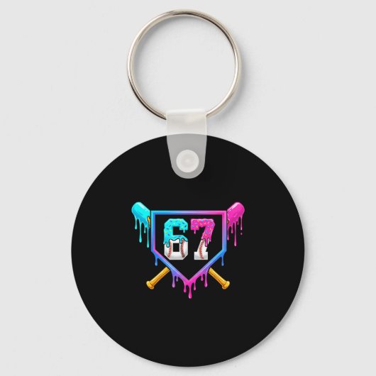 Honkbal Ijs Drip 67 Zes Zeven Meme Nummer 6 Sleutelhanger (Voorkant)