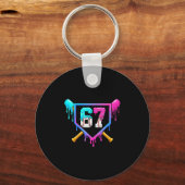 Honkbal Ijs Drip 67 Zes Zeven Meme Nummer 6 Sleutelhanger (Voorkant)
