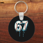 Honkbal Ijs Drip 67 Zes Zeven Meme Nummer 6 Sleutelhanger (Voorkant)