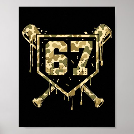 Honkbal Ijs Drip Camo Nummer 67 Speler 67ste Poster (Voorkant)