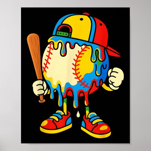 Honkbal Ijs Drip Jeugd Terug naar School Honkbal Poster (Voorkant)