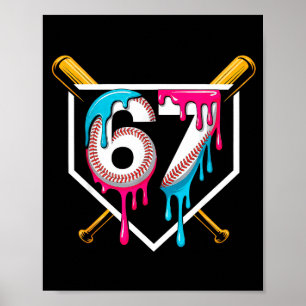 Honkbal Ijs Drip Nummer 67 Speler 67e Verjaardag Poster