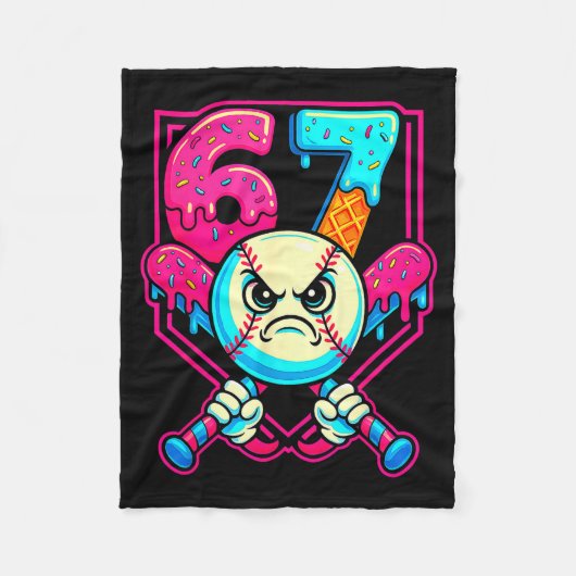 Honkbal Ijs Drip Nummer 67 Zes Zeven Meme 6 Fleece Deken (Voorkant)