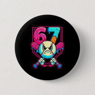 Honkbal Ijs Drip Nummer 67 Zes Zeven Meme 6 Ronde Button 5,7 Cm