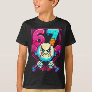Honkbal Ijs Drip Nummer 67 Zes Zeven Meme 6 T-shirt