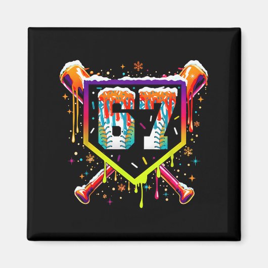 Honkbal Ijs Drip Nummer 67 Zes Zeven Meme C Magneet (Voorkant)