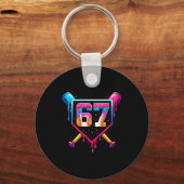 Honkbal Ijs Drip Nummer 67 Zes Zeven Meme C Sleutelhanger (Voorkant)