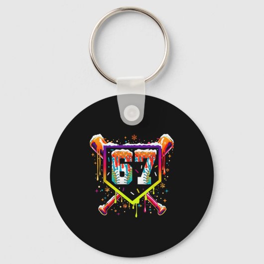 Honkbal Ijs Drip Nummer 67 Zes Zeven Meme C Sleutelhanger (Voorkant)