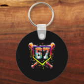 Honkbal Ijs Drip Nummer 67 Zes Zeven Meme C Sleutelhanger (Voorkant)