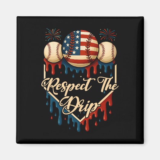 Honkbal ijs druipen 4 juli Respect Th Magneet (Voorkant)