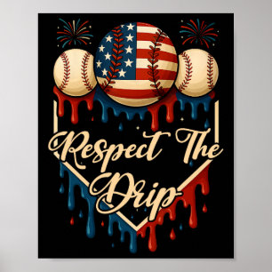 Honkbal ijs druipen 4 juli Respect Th Poster