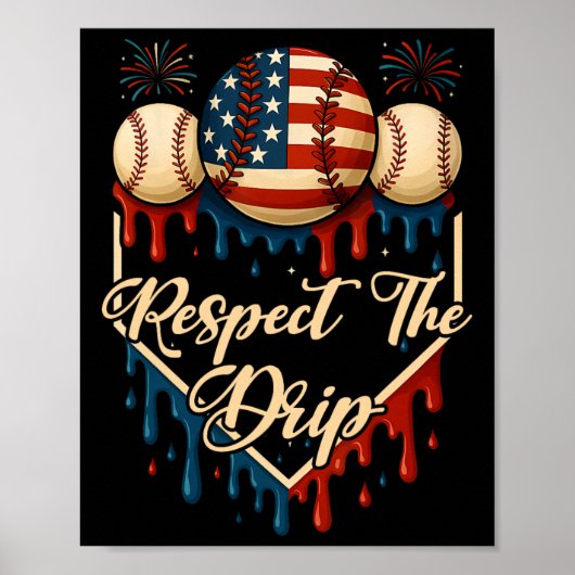 Honkbal ijs druipen 4 juli Respect Th Poster (Voorkant)