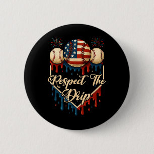 Honkbal ijs druipen 4 juli Respect Th Ronde Button 5,7 Cm