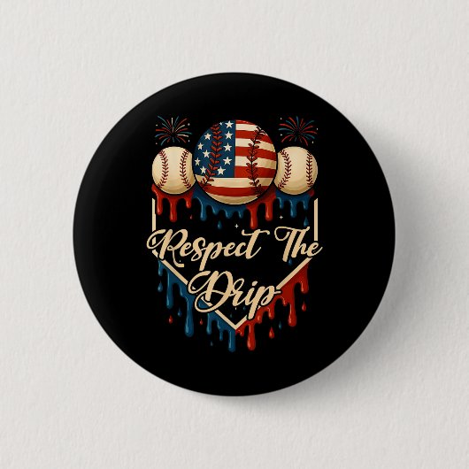 Honkbal ijs druipen 4 juli Respect Th Ronde Button 5,7 Cm (Voorkant)