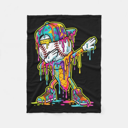 Honkbal Ijs Druppelend Dabben Honkbal Drip Fleece Deken (Voorkant)