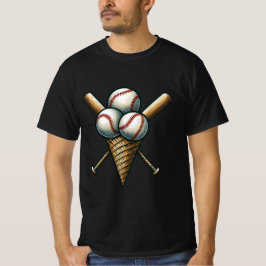 Honkbal & ijs Grappige zoete zomer sporten T-shirt