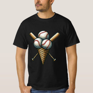 Honkbal & ijs Grappige zoete zomer sporten T-shirt