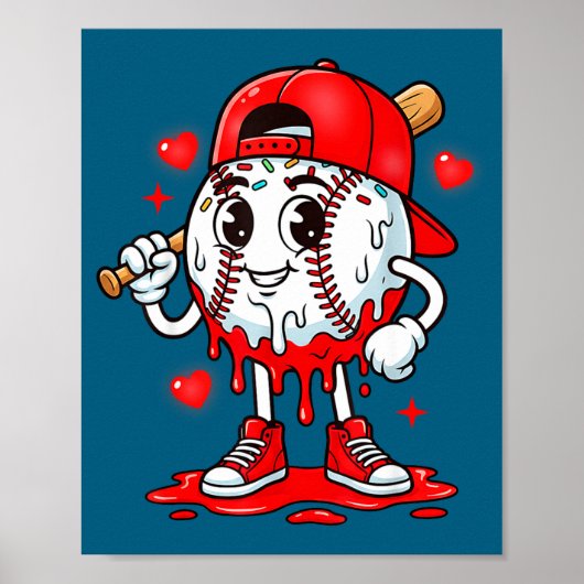 Honkbal ijs Valentijnsdag Dripng Speldag Mannen B Poster (Voorkant)