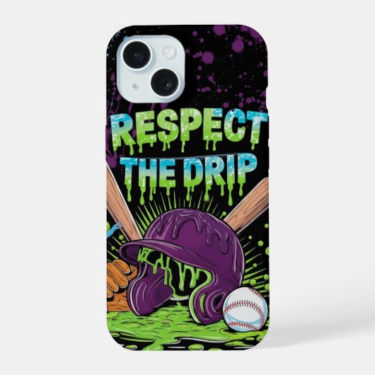 Honkbal IJscrème Drip Met Spikkels Thuisplaat iPhone 15 Case (Achterkant)