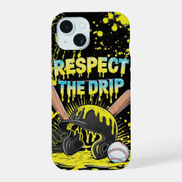 Honkbal IJscrème Drip Met Strooiselstof Thuisplaat iPhone 15 Case