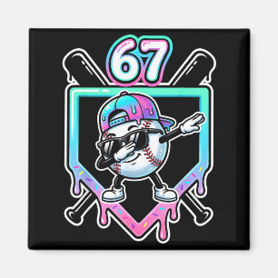 Honkbal IJsdruppel 67 Speler Dabbing Zes Zeven Magneet